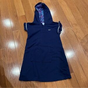 Girls Kids Vineyard Vines x Target Girls Navy Hooded Dress Ruffle Sleeve Size 5T
